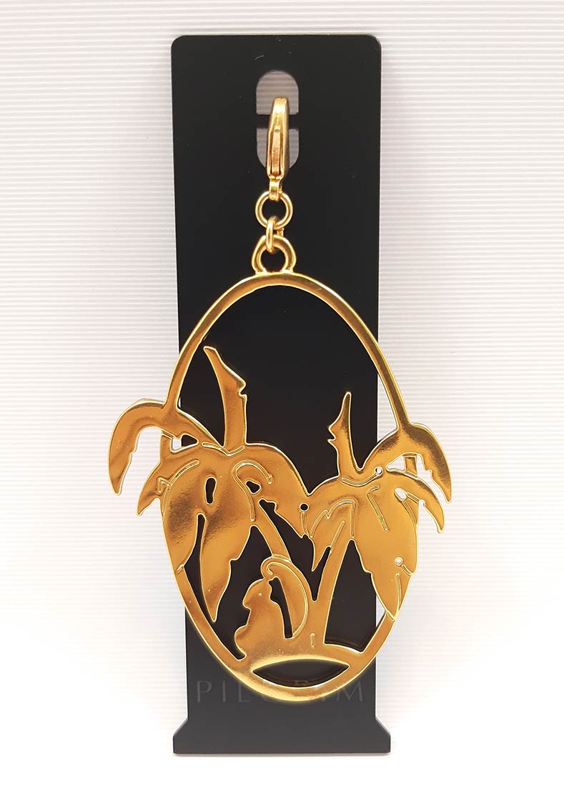 آویز قفل دار بلند نخل - طلایی