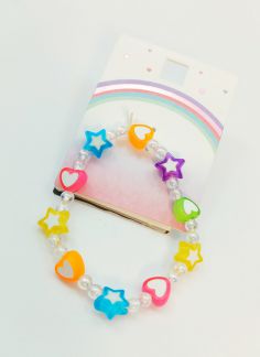 دستبند بچگانه قلب و ستاره - چند رنگ