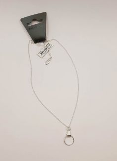 گردنبند زنجیری آویزدار حلقه به دست - نقره ای