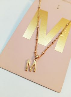 گردنبند زنجیری آویزدار با روکش طلا حرف M 