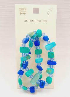 دستبند کشی دو تایی سنگی - سبز آبی