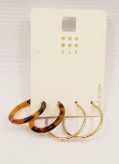 گوشواره حلقه ای دو جفتی پلنگی - طلایی