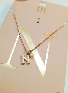 گردنبند زنجیری آویزدار با روکش طلا حرف N 