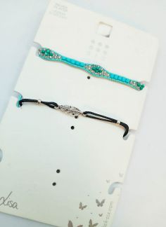دستبند پکی دو تایی با روکش نقره - چند رنگ