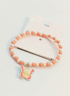 دستبند بچگانه پروانه - صورتی
