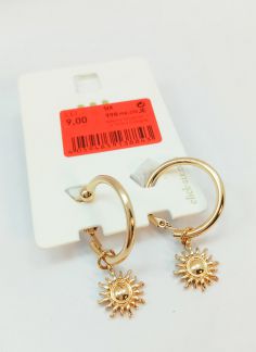 گوشواره کلیپسی حلقه ای آویز ستاره - طلایی