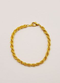 دستبند زنجیری ساده گندمی - طلایی