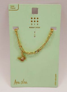 دستبند زنجیری آویزدار پروانه روکش طلا - طلایی